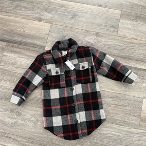 NWT GAP Kids Plaid Button-Down Shirt - Black, Gray, Red